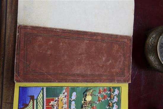 A Burmese parabaik (folding book), painting on card, late 19th century, 41 x 18cm when closed